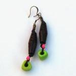 Carved wood and lime green ..