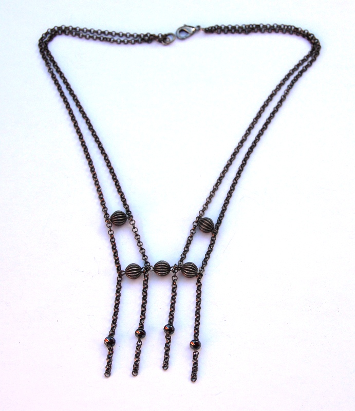 Delicate Black/Gunmetal Chain Necklace by Kashmira Patel