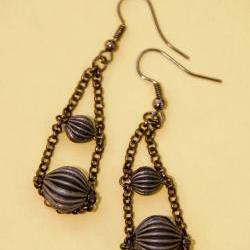 Black Ball and Chain Earrings By Kashmira Patel