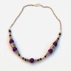 Bali Silver and Purple choker necklace