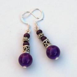 Bali SIlver an Purple earrings